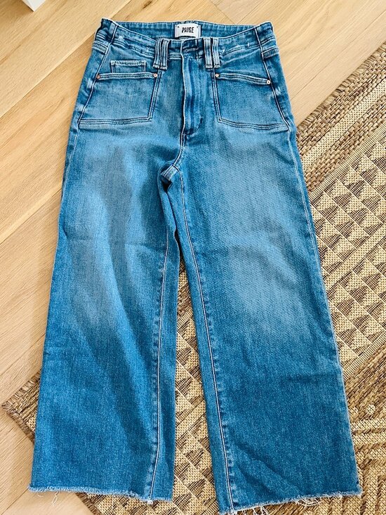PAIGE Denim - PAIGE Anessa size 28 wide leg raw edge jeans